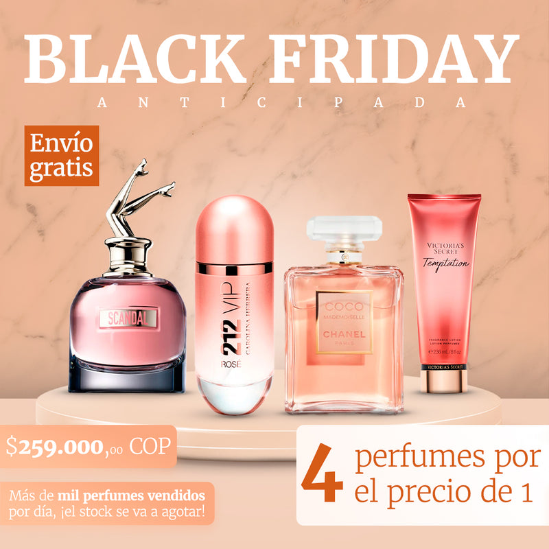 Perfume  Coco Chanel 100ml+ Scandal 80 ml + 212 VIP Rosé  80ml + Crema Victoria's Secret